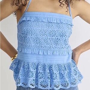 NWT J. Crew eyelet smock waist cross back tank